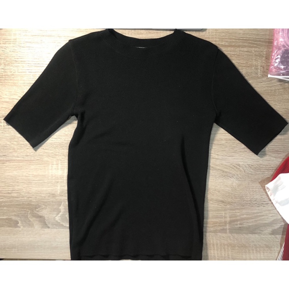 K-fashion Basic black short-medium sleeve top